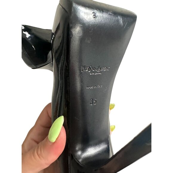 SAINT LAURENT YSL Black Patent Leather Platform Heels Size 35 / US 5 - Picture 7 of 9